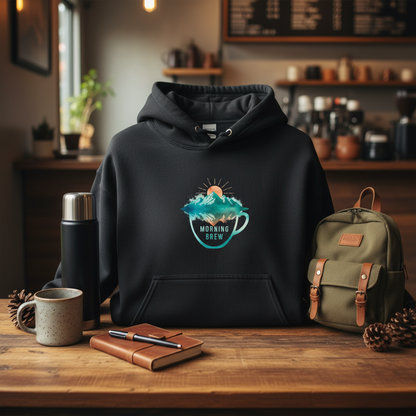 Morning Brew Mountains Sunrise Coffee Lover Hoodie