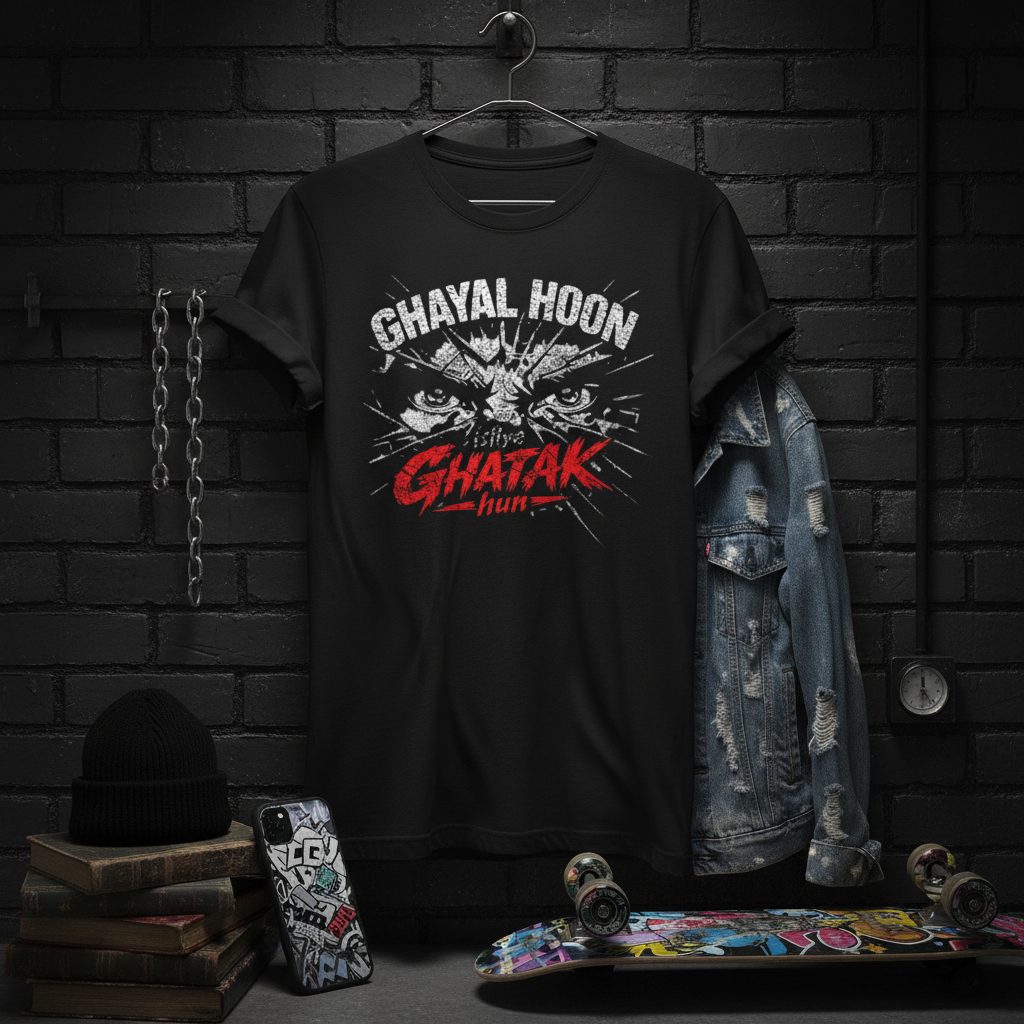 Ghayal Hoon Isiliye Ghatak Hun Distressed Streetwear Tee