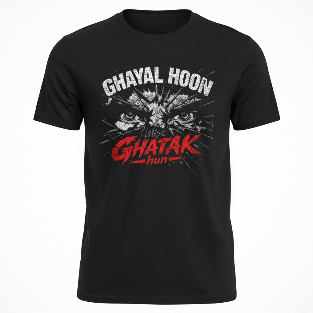 Ghayal Hoon Isiliye Ghatak Hun Distressed Streetwear Tee