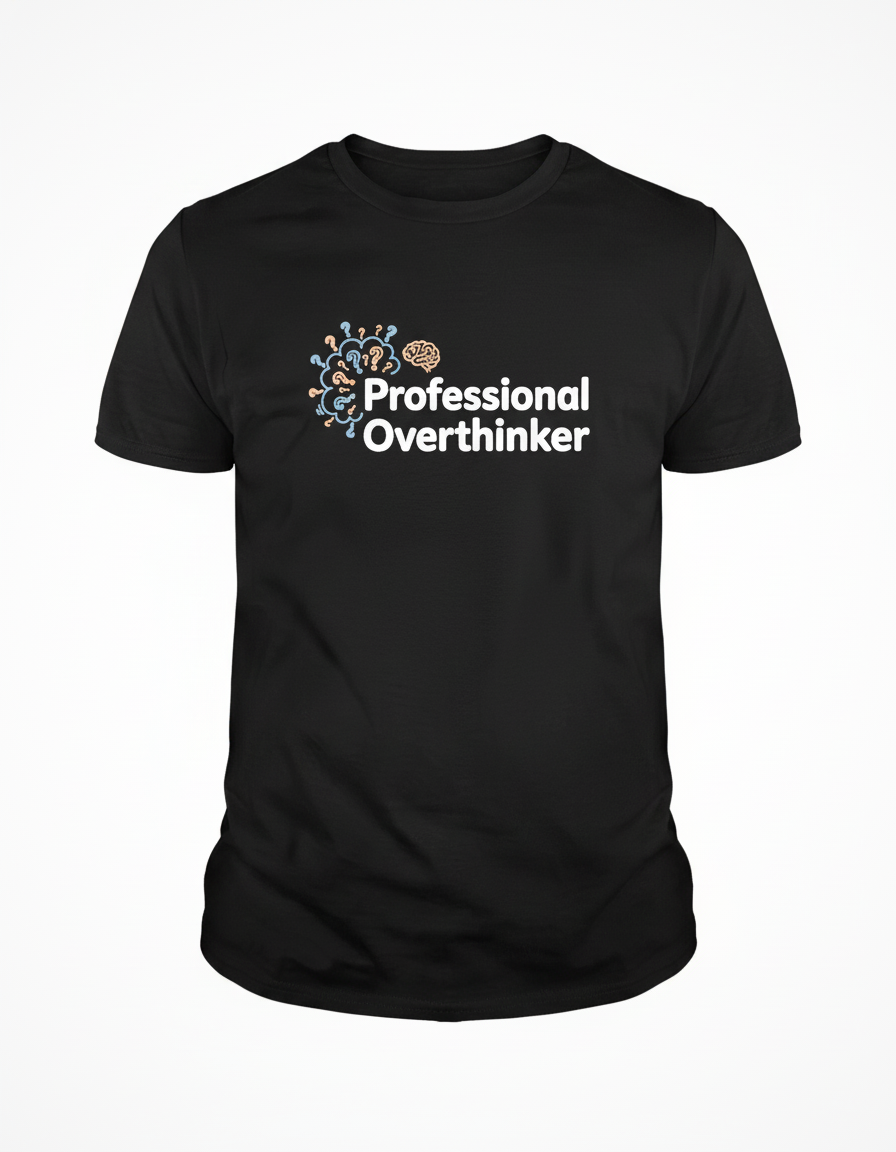 Professional Overthinker T-Shirt - Relatable Brain Design Tee