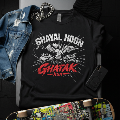 Ghayal Hoon Isiliye Ghatak Hun Distressed Streetwear Tee