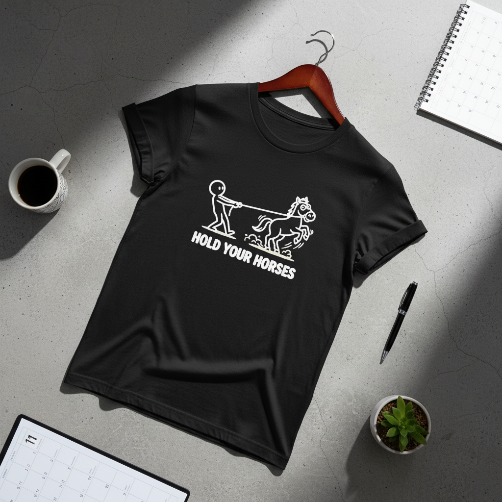 Hold Your Horses Funny Cartoon Unisex Tee