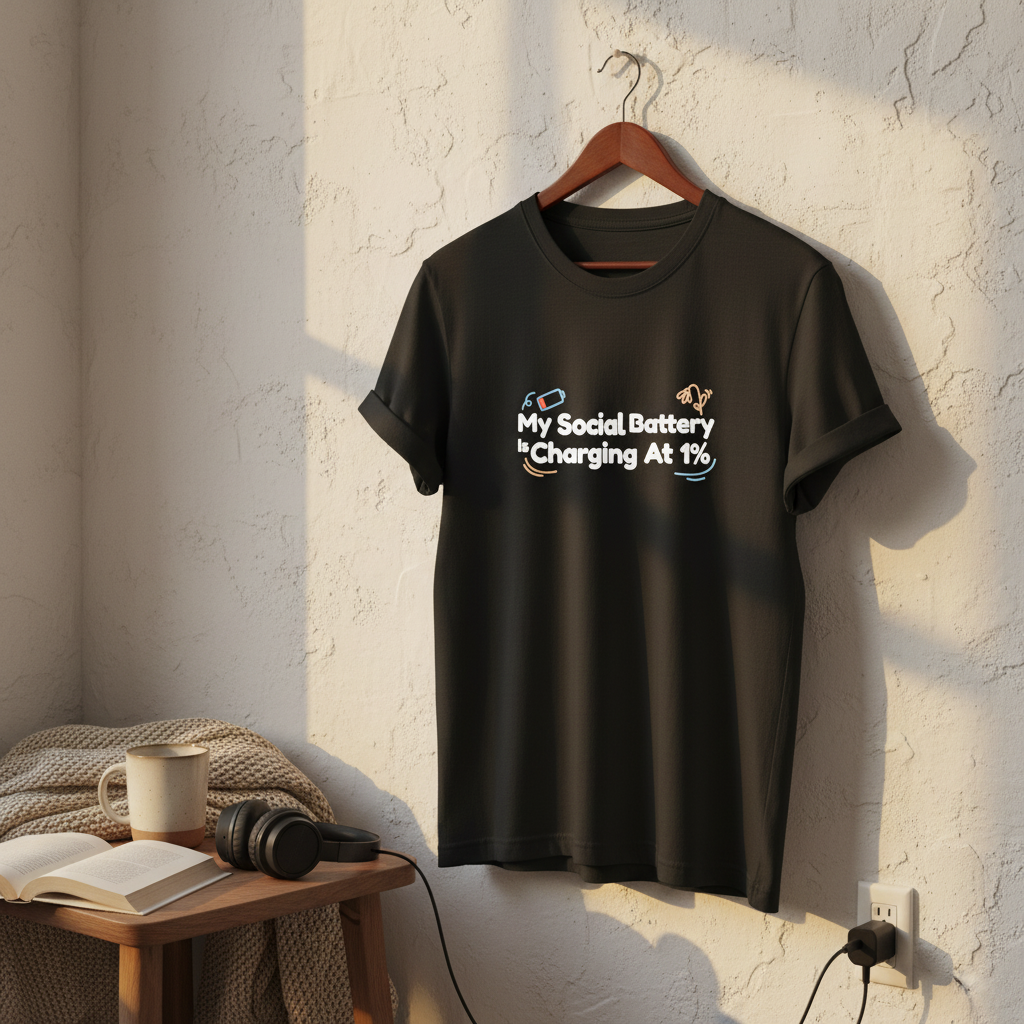 My Social Battery is 1% Charging Unisex Tee - Introvert Humor