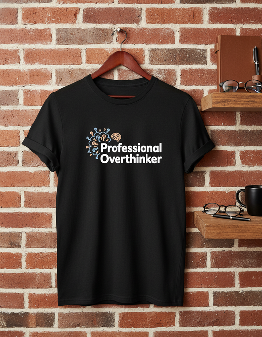 Professional Overthinker T-Shirt - Relatable Brain Design Tee