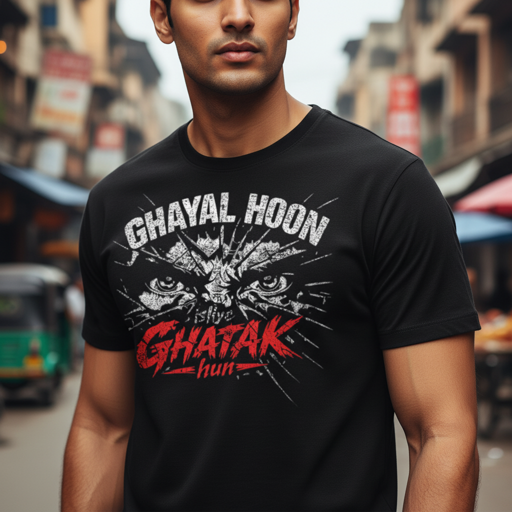 Ghayal Hoon Isiliye Ghatak Hun Distressed Streetwear Tee