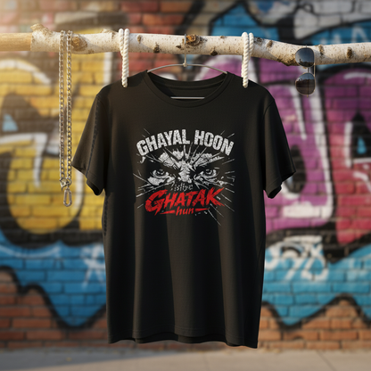 Ghayal Hoon Isiliye Ghatak Hun Distressed Streetwear Tee