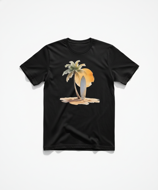 Tropical Sunset Surf T-Shirt | Beach Vibes Unisex Tee