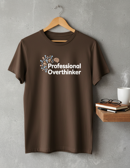 Professional Overthinker T-Shirt - Relatable Brain Design Tee