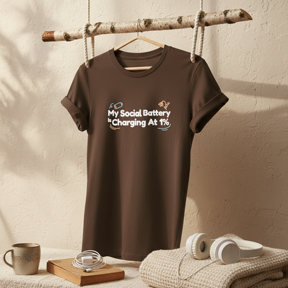 My Social Battery is 1% Charging Unisex Tee - Introvert Humor