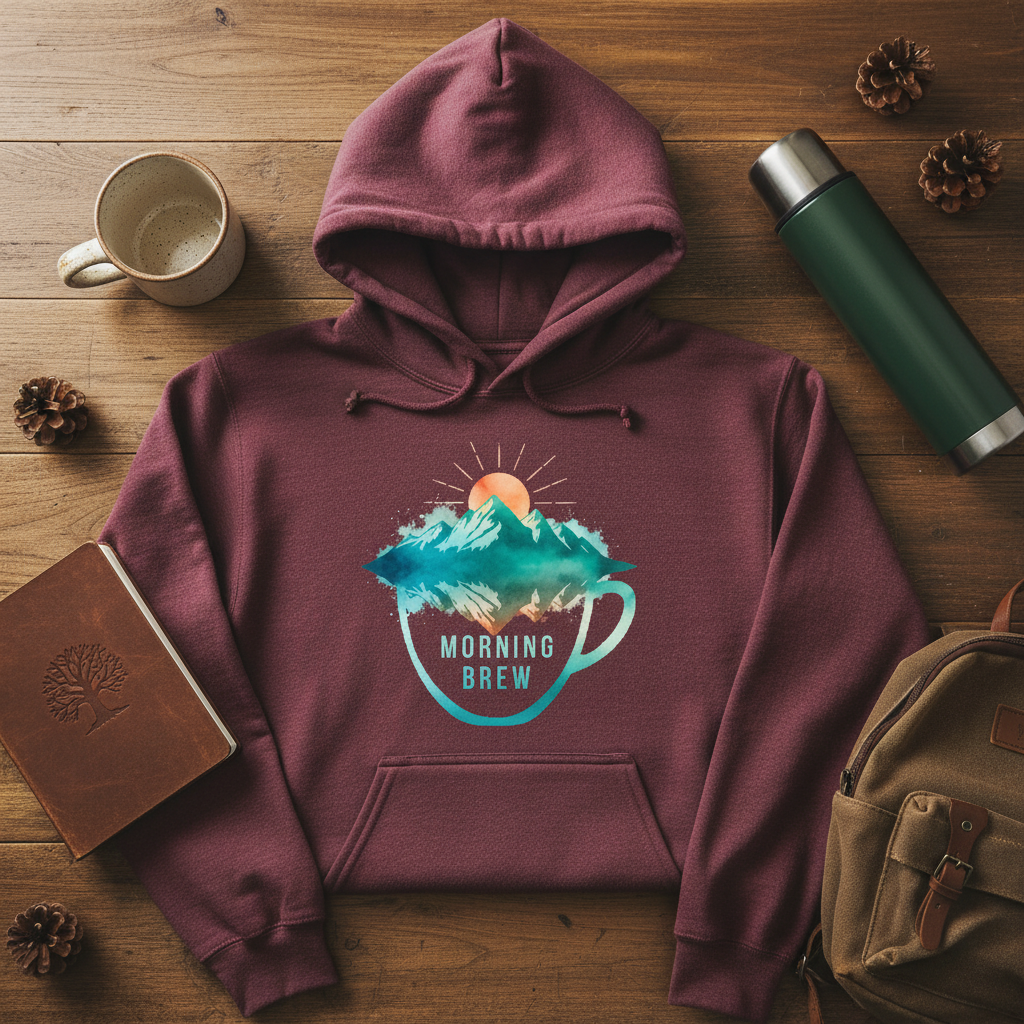 Morning Brew Mountains Sunrise Coffee Lover Hoodie