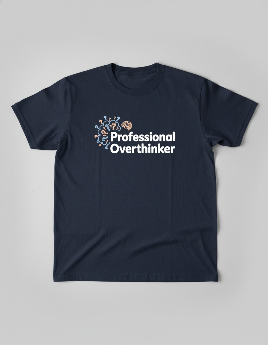 Professional Overthinker T-Shirt - Relatable Brain Design Tee