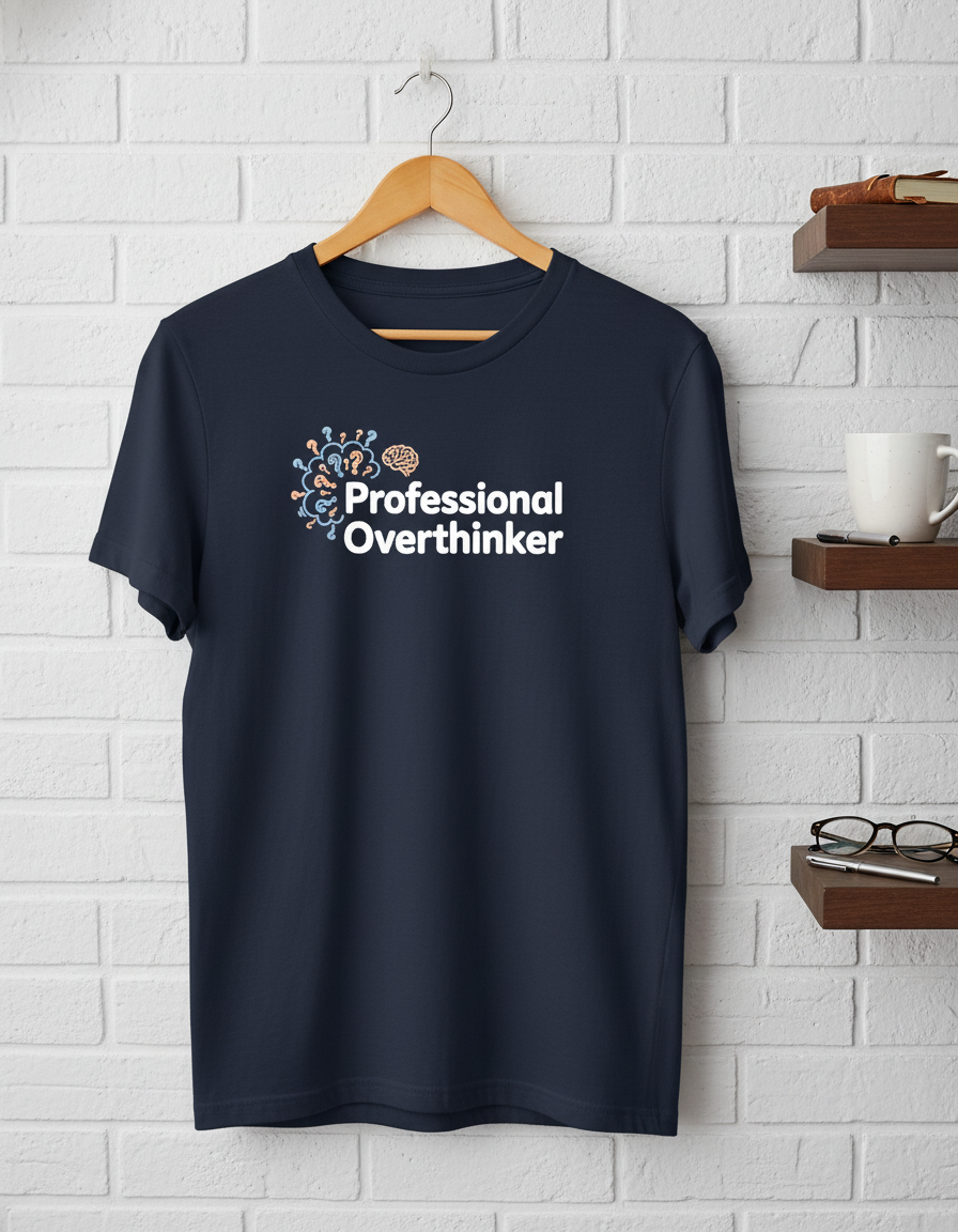Professional Overthinker T-Shirt - Relatable Brain Design Tee