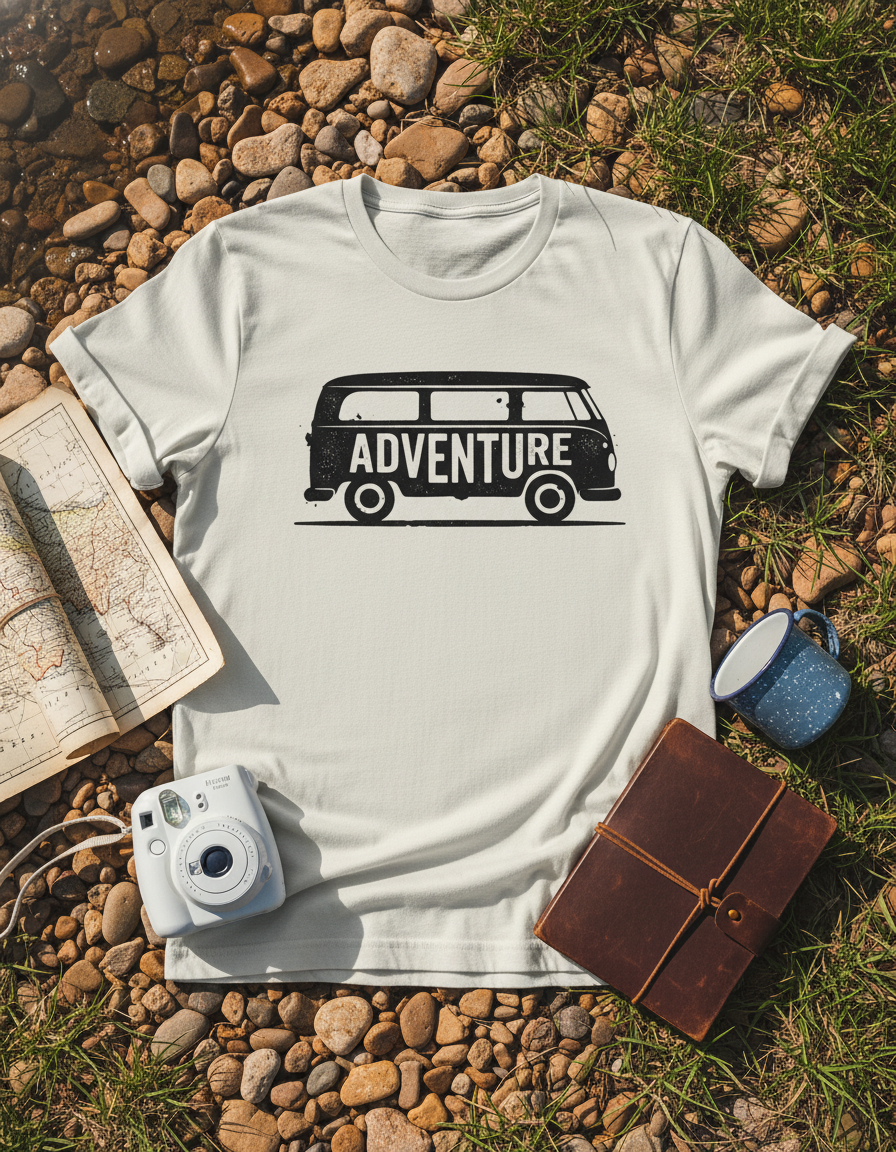 Vintage Adventure Camper Van Tee | Road Trip Explorer Shirt