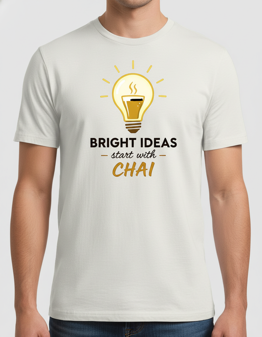 Bright Ideas Start With Chai T-Shirt - Creative Lightbulb Unisex Tee