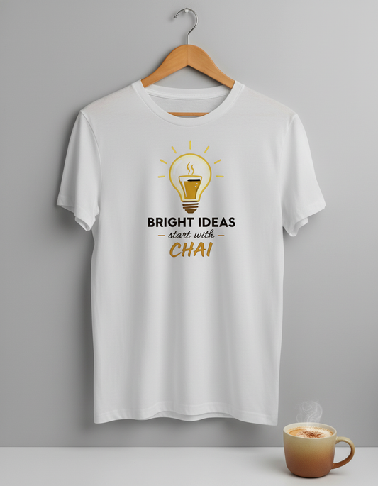 Bright Ideas Start With Chai T-Shirt - Creative Lightbulb Unisex Tee