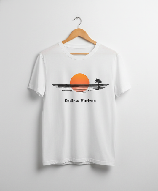 Endless Horizon Retro Sunset Palm Tree, Unisex T-Shirt - Aesthetic Synthwave Tee