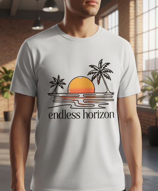 Endless Horizon Retro Sunset Palm Tree Unisex T-Shirt