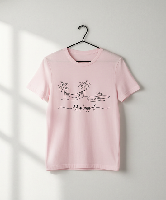 Unplugged Beach Escape | Minimalist Palm Tree Hammock Unisex Tee