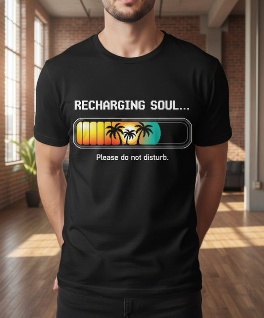 Recharging Soul Pixel Art Vacation Mode Unisex T-Shirt