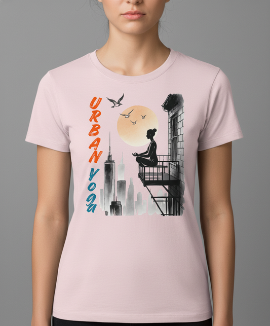Urban Yoga Serenity Women's Tee: Find Your Zen in the Cityscape
